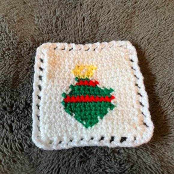 Christmas Coasters Handmade Crocheted Items Set of Two Christmas Gift & Ornament - Picture 5 of 7